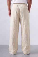 Men’s Tomato Store Pleat Breeze Wide Oversize Linen Pants Slub Grain Texture Runs Vertically Through The Body Front Pleat Detail