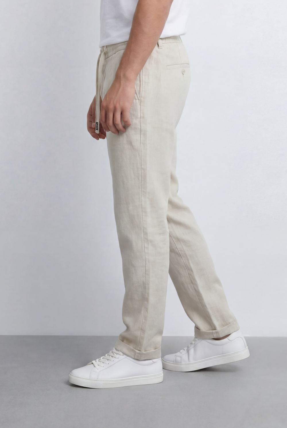 Men’s Tomato Store Linen Blend Pants Featuring An Elastic Drawstring Waist Regular Fit