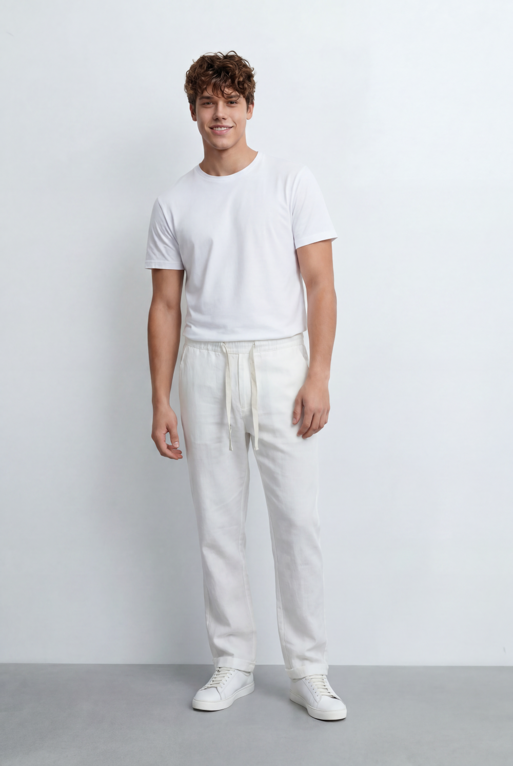 Men’s Tomato Store Linen Blend Pants Featuring An Elastic Drawstring Waist Regular Fit