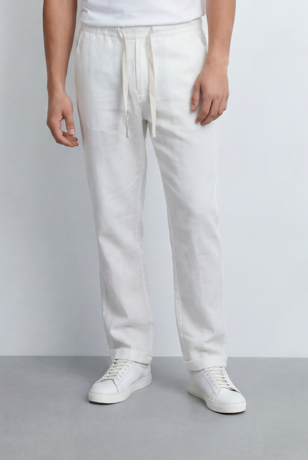 Men’s Tomato Store Linen Blend Pants Featuring An Elastic Drawstring Waist Regular Fit