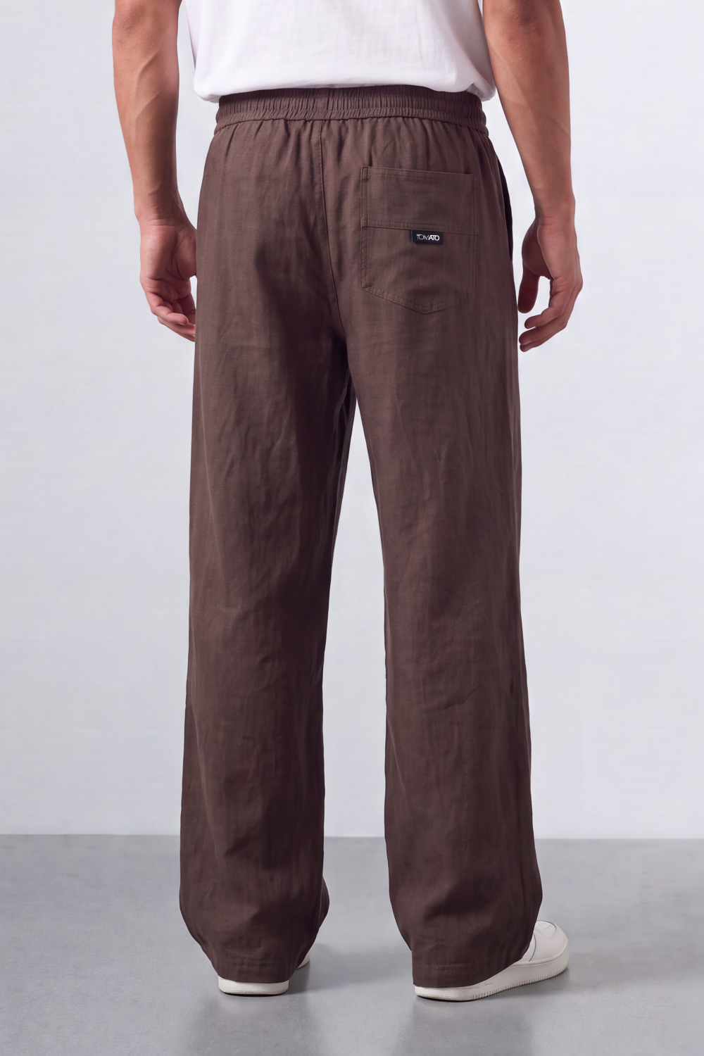 Men’s Tomato Store Easy Drape Linen Pants Wrinkled Slub Grain Gives Wide Leg Relaxed Resort Feel