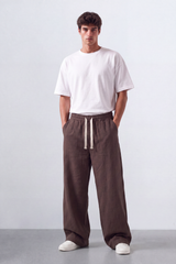 Men’s Tomato Store Easy Drape Linen Pants Wrinkled Slub Grain Gives Wide Leg Relaxed Resort Feel