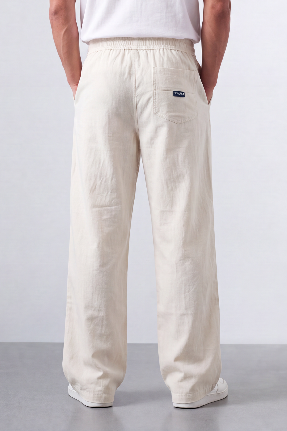 Men’s Tomato Store Easy Drape Linen Pants Wrinkled Slub Grain Gives Wide Leg Relaxed Resort Feel