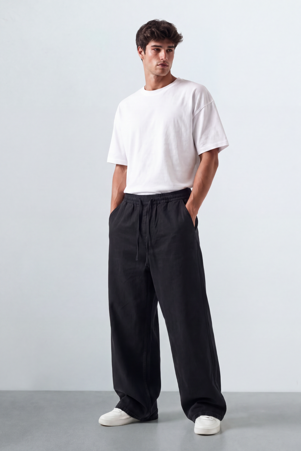 Men’s Tomato Store Easy Drape Linen Pants Wrinkled Slub Grain Gives Wide Leg Relaxed Resort Feel
