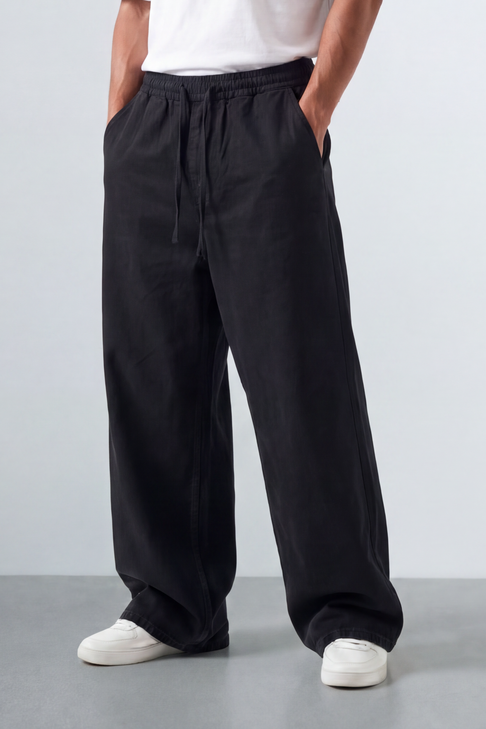 Men’s Tomato Store Easy Drape Linen Pants Wrinkled Slub Grain Gives Wide Leg Relaxed Resort Feel