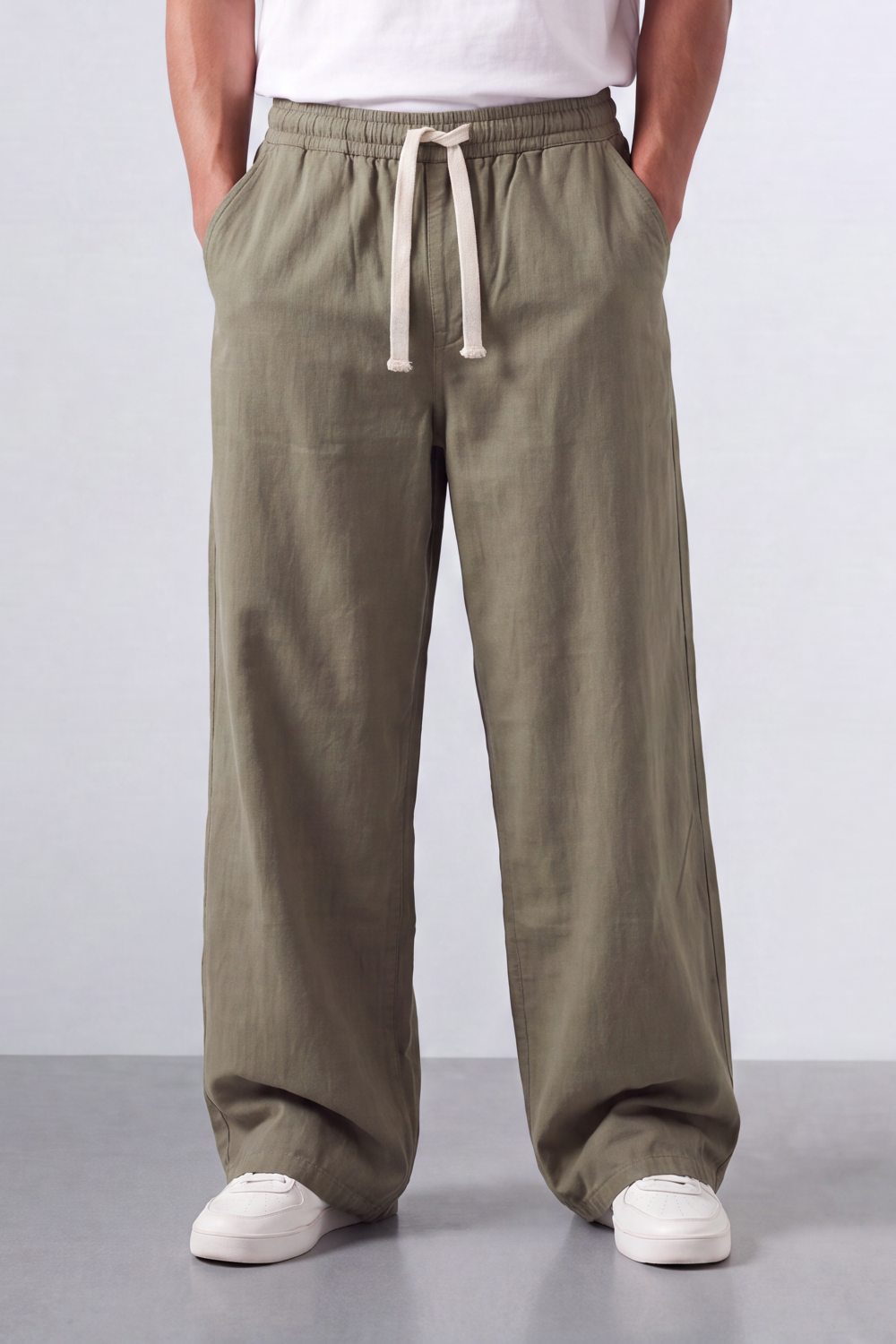 Men’s Tomato Store Easy Drape Linen Pants Wrinkled Slub Grain Gives Wide Leg Relaxed Resort Feel