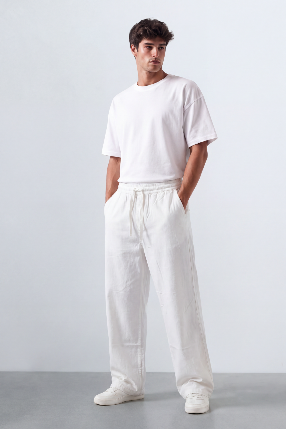 Men’s Tomato Store Easy Drape Linen Pants Wrinkled Slub Grain Gives Wide Leg Relaxed Resort Feel
