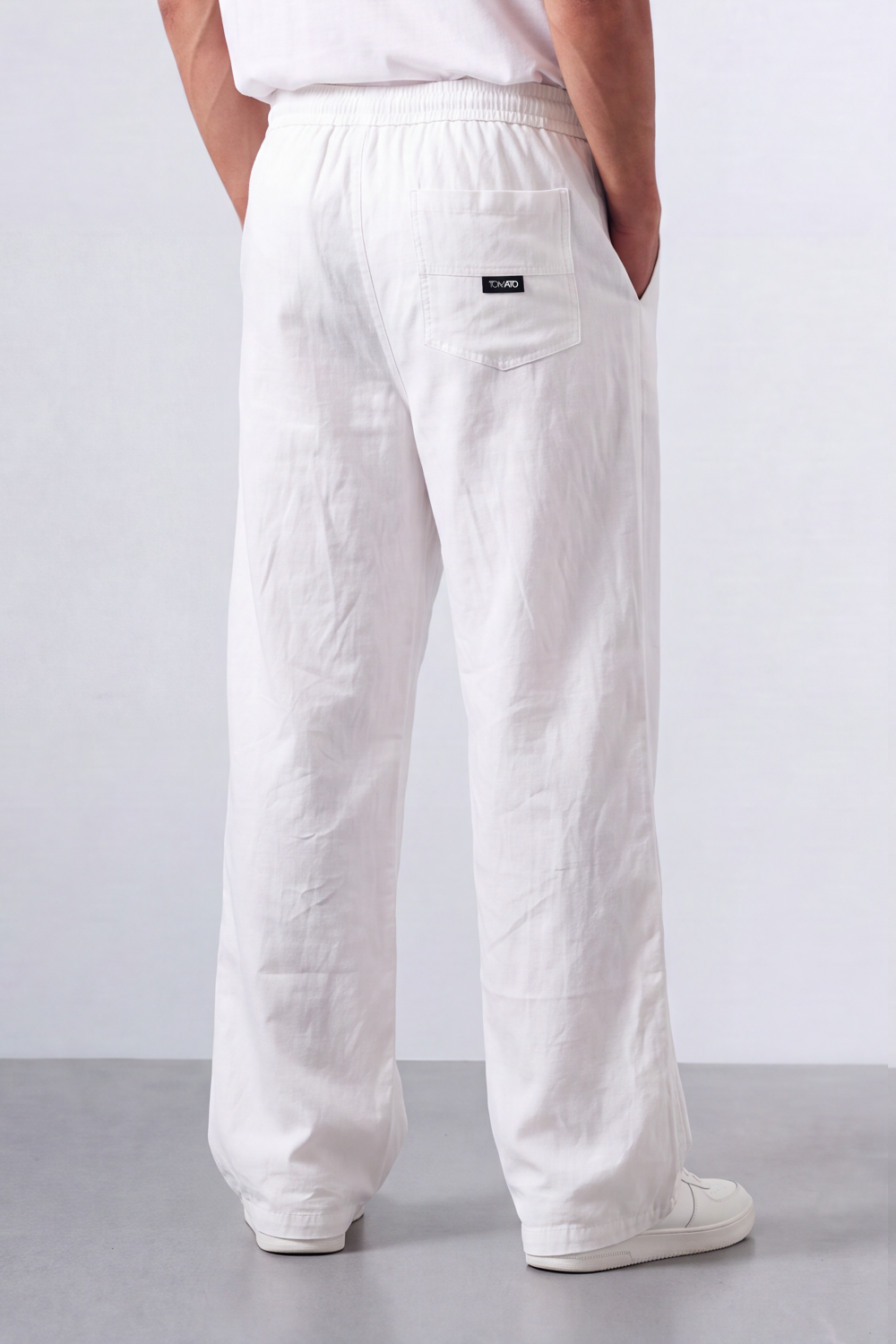Men’s Tomato Store Easy Drape Linen Pants Wrinkled Slub Grain Gives Wide Leg Relaxed Resort Feel