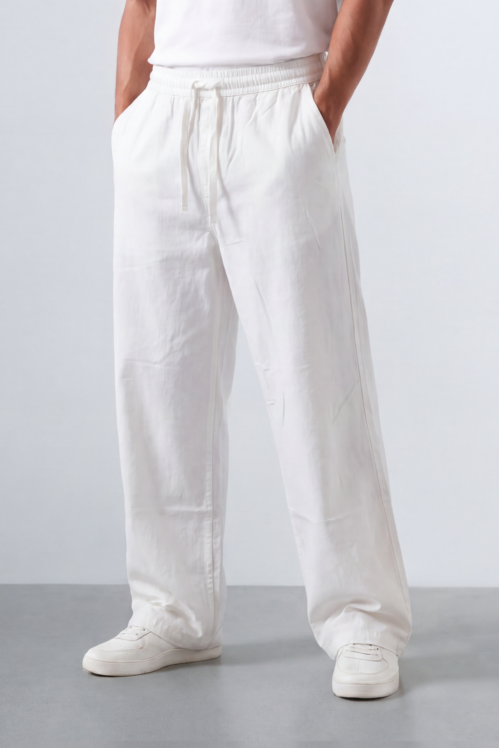 Men’s Tomato Store Easy Drape Linen Pants Wrinkled Slub Grain Gives Wide Leg Relaxed Resort Feel