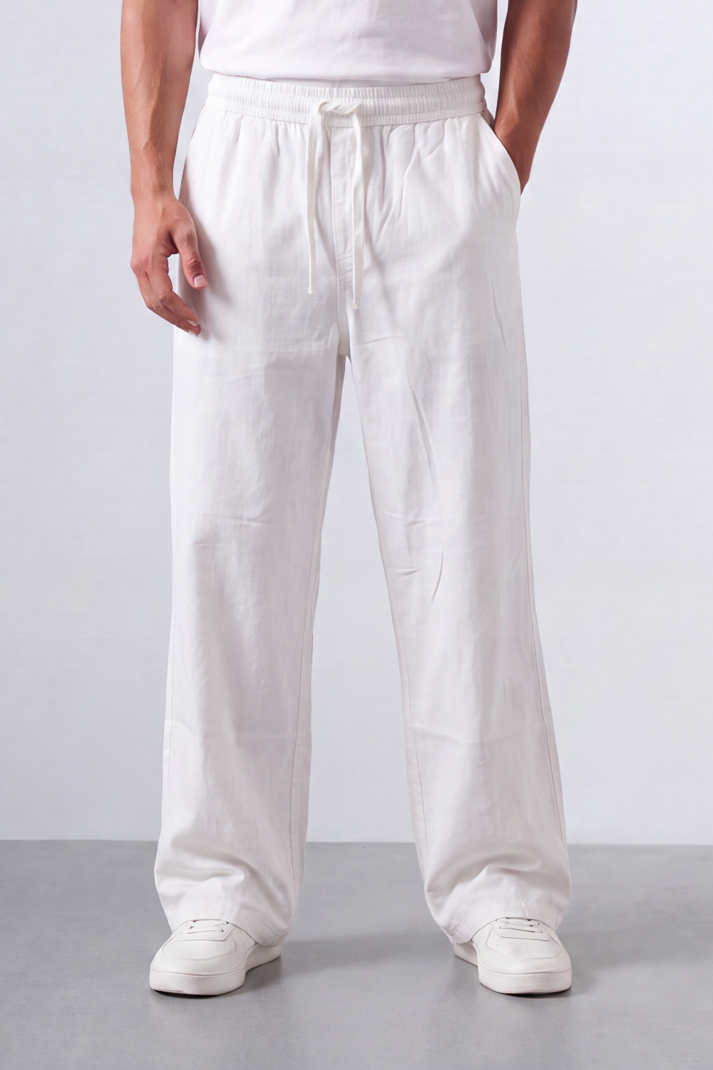 Men’s Tomato Store Easy Drape Linen Pants Wrinkled Slub Grain Gives Wide Leg Relaxed Resort Feel