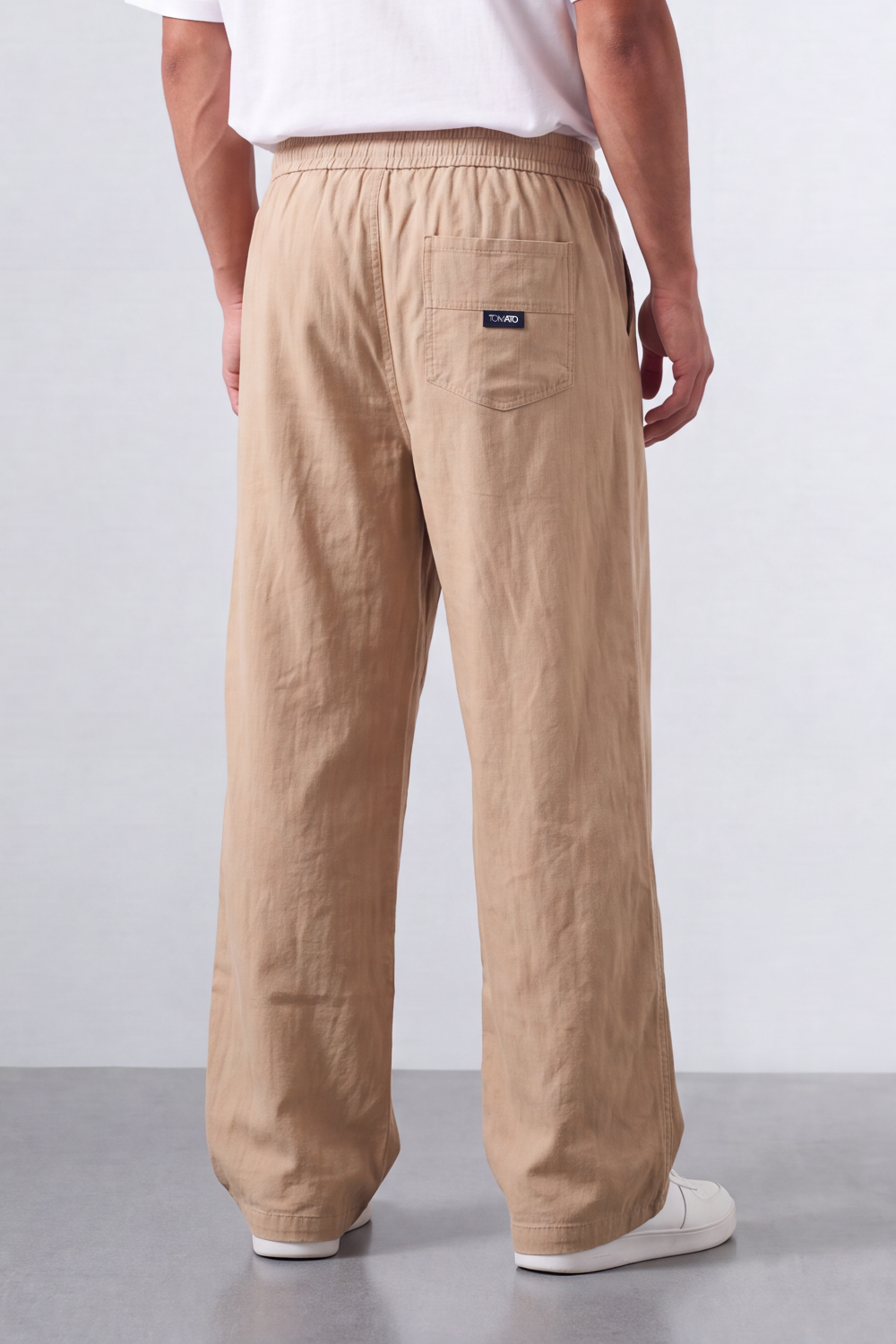 Men’s Tomato Store Easy Drape Linen Pants Wrinkled Slub Grain Gives Wide Leg Relaxed Resort Feel