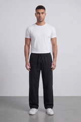 Men's Tomato Store Washed Woven Linen Pants Cloud Texture Effect Elastic Waist Wide Leg