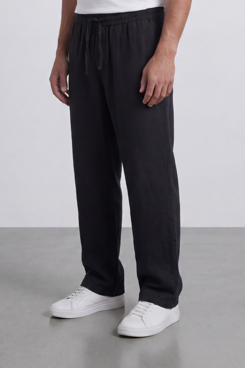 Men's Tomato Store Washed Woven Linen Pants Cloud Texture Effect Elastic Waist Wide Leg