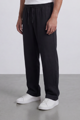 Men's Tomato Store Washed Woven Linen Pants Cloud Texture Effect Elastic Waist Wide Leg