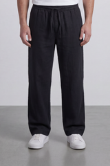 Men's Tomato Store Washed Woven Linen Pants Cloud Texture Effect Elastic Waist Wide Leg