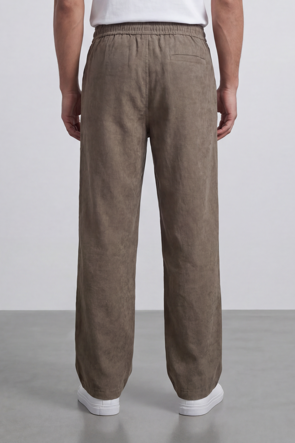 Men's Tomato Store Washed Woven Linen Pants Cloud Texture Effect Elastic Waist Wide Leg