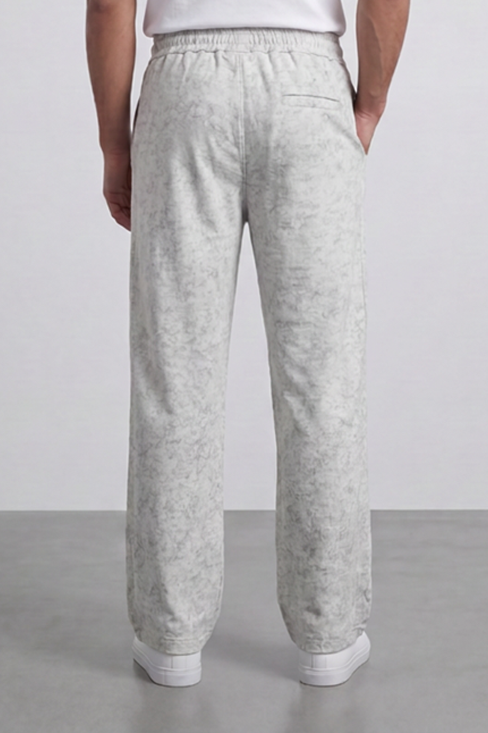 Men's Tomato Store Washed Woven Linen Pants Cloud Texture Effect Elastic Waist Wide Leg