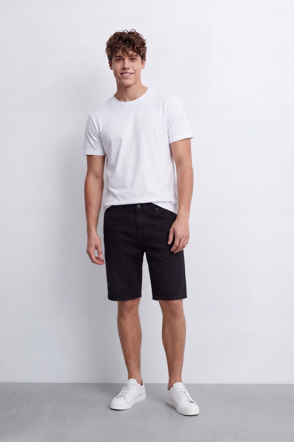 Men's Tomato Store Washed Used Denim Bermuda Shorts Classic Five-Pocket Detail Bigsize