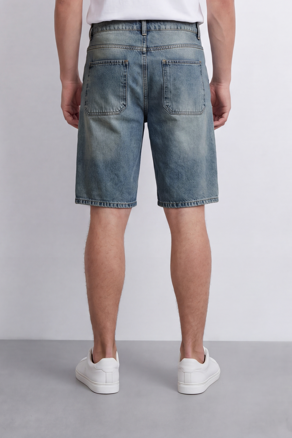 Men's Tomato Store Washed Used Denim Bermuda Shorts Classic Five-Pocket Detail Bigsize