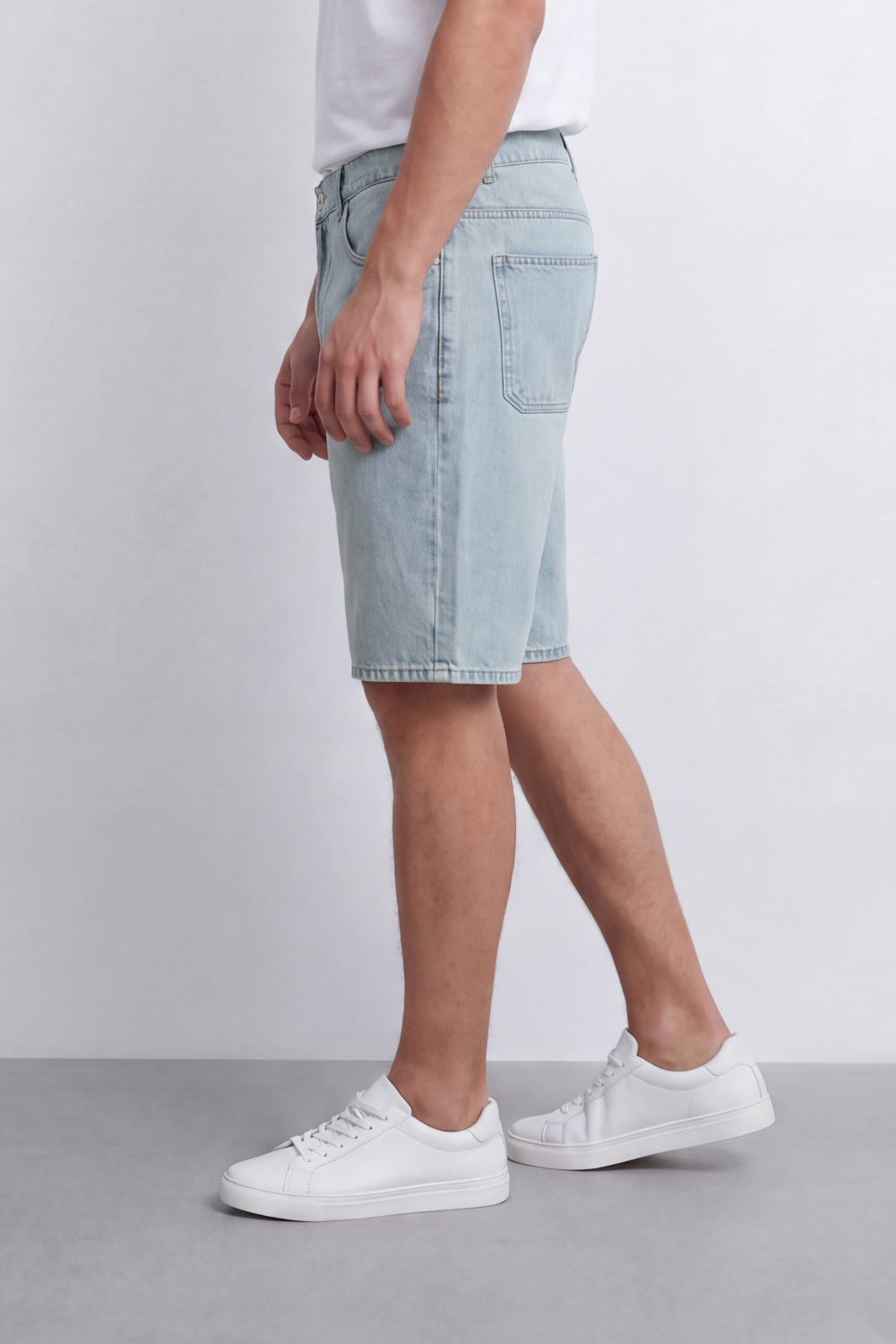 Men's Tomato Store Washed Used Denim Bermuda Shorts Classic Five-Pocket Detail Bigsize