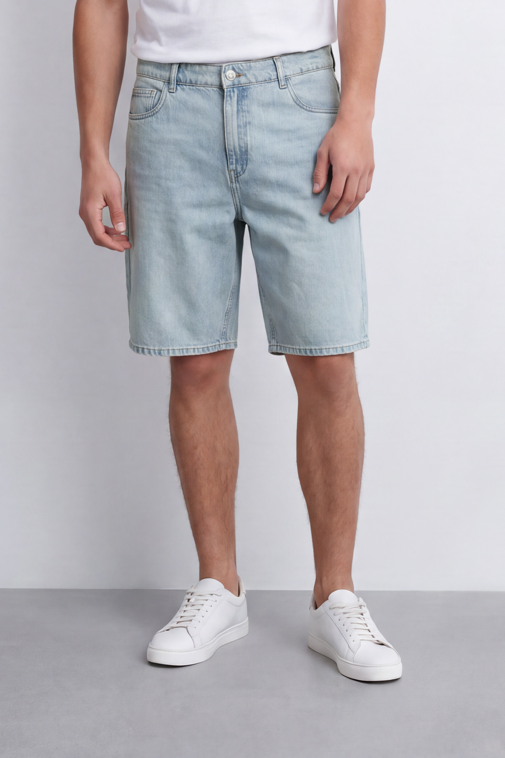 Men's Tomato Store Washed Used Denim Bermuda Shorts Classic Five-Pocket Detail Bigsize