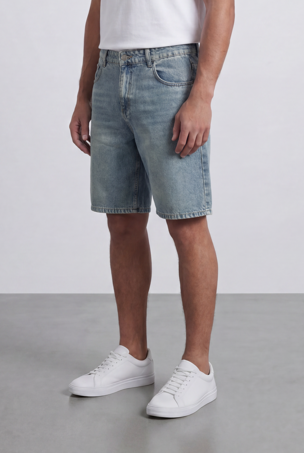 Men’s Tomato Store Weekend Used Denim Bermuda Shorts Build Belt Loops Knee Length Cut