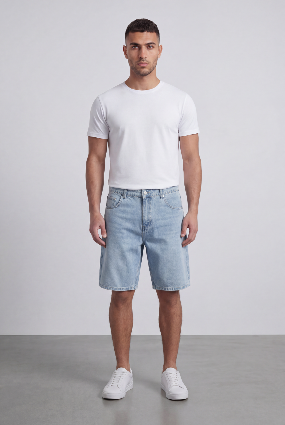 Men’s Tomato Store Weekend Used Denim Bermuda Shorts Build Belt Loops Knee Length Cut