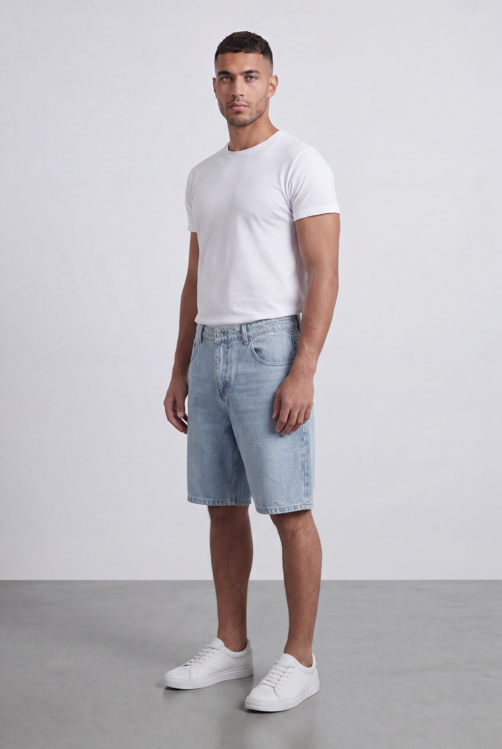 Men’s Tomato Store Weekend Used Denim Bermuda Shorts Build Belt Loops Knee Length Cut