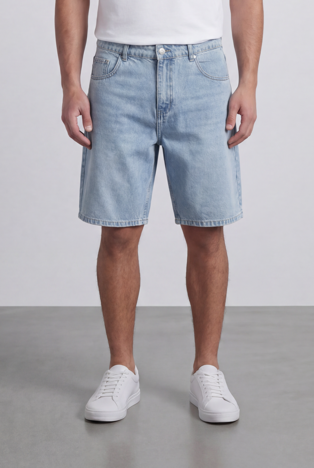 Men’s Tomato Store Weekend Used Denim Bermuda Shorts Build Belt Loops Knee Length Cut
