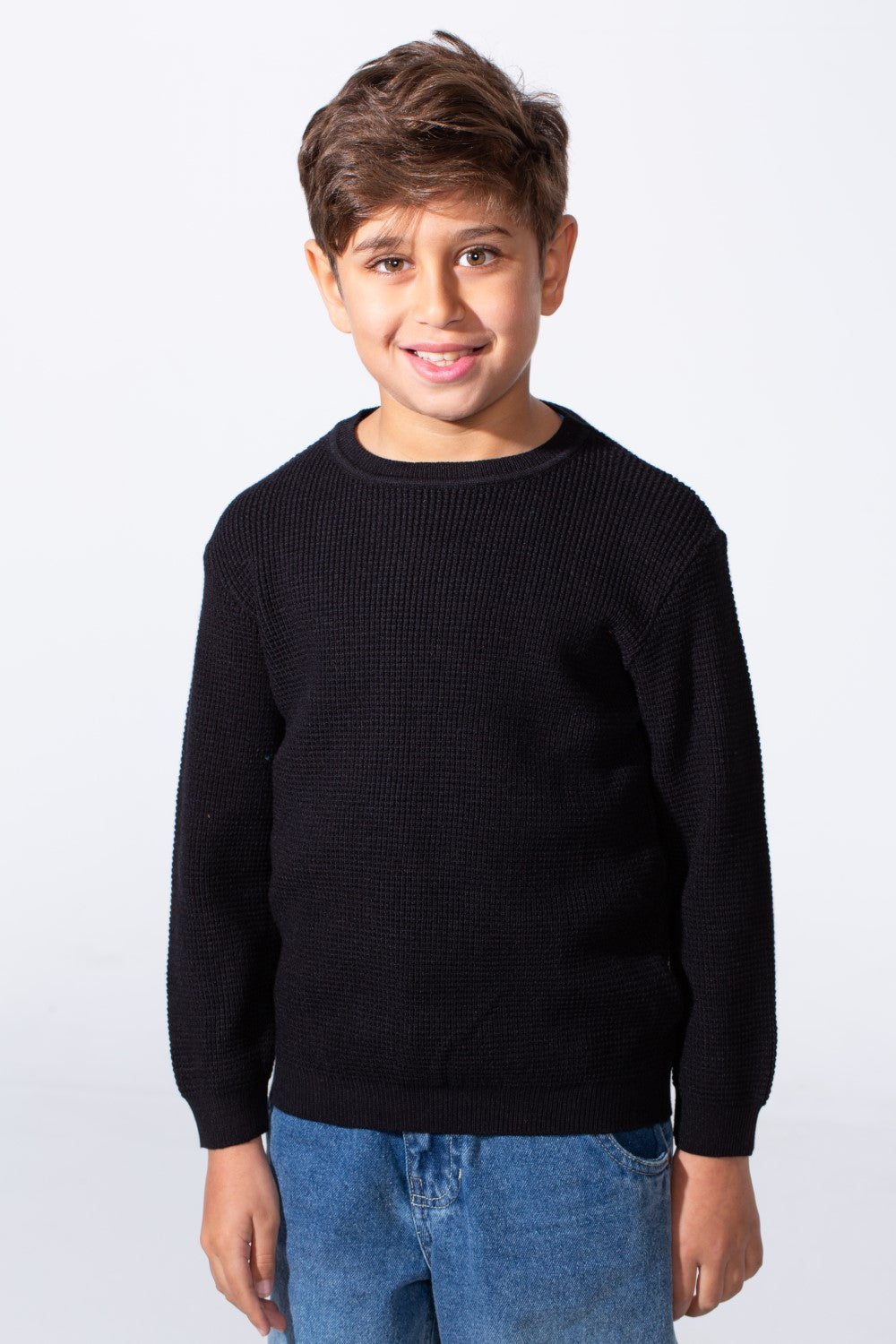 Boy's Long Sleeve Round Neckline Slim Fit Basic Comfy Classic Pullover