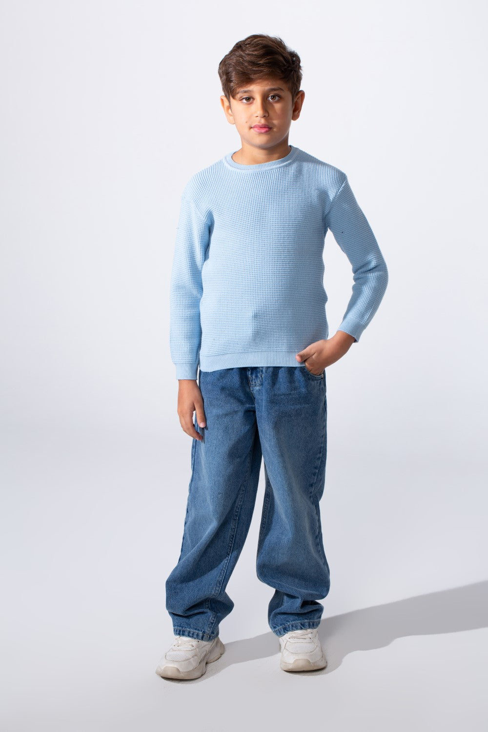 Boy's Long Sleeve Round Neckline Slim Fit Basic Comfy Classic Pullover