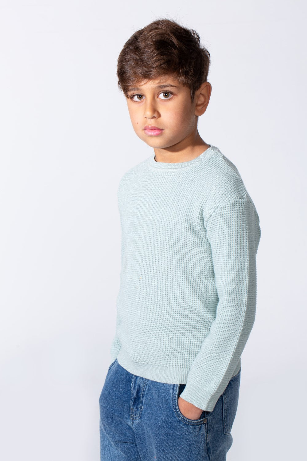 Boy's Long Sleeve Round Neckline Slim Fit Basic Comfy Classic Pullover