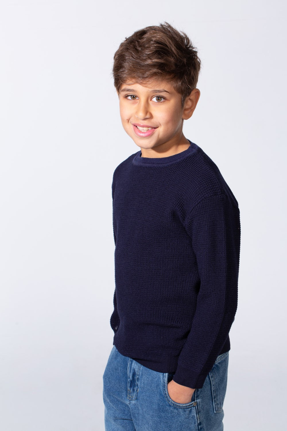 Boy's Long Sleeve Round Neckline Slim Fit Basic Comfy Classic Pullover
