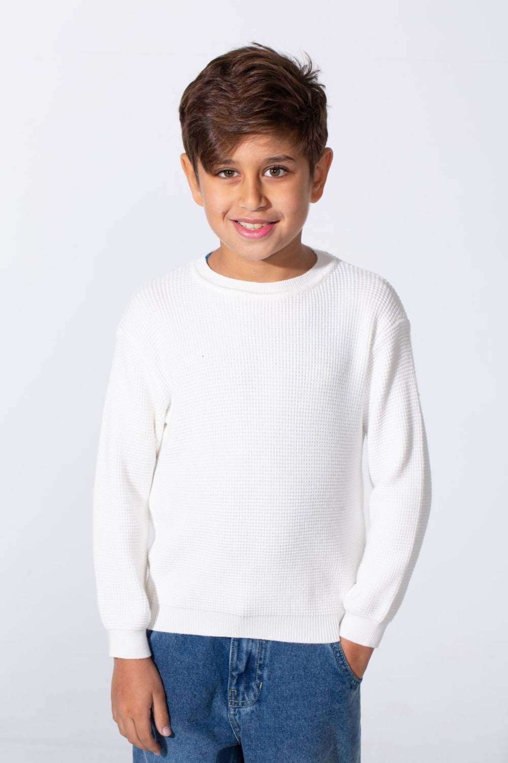 Boy's Long Sleeve Round Neckline Slim Fit Basic Comfy Classic Pullover