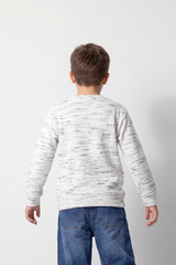 Boy's Tomato Store Winter Marled Knit Oversize Sweatshirt Textured Horizontal Pattern