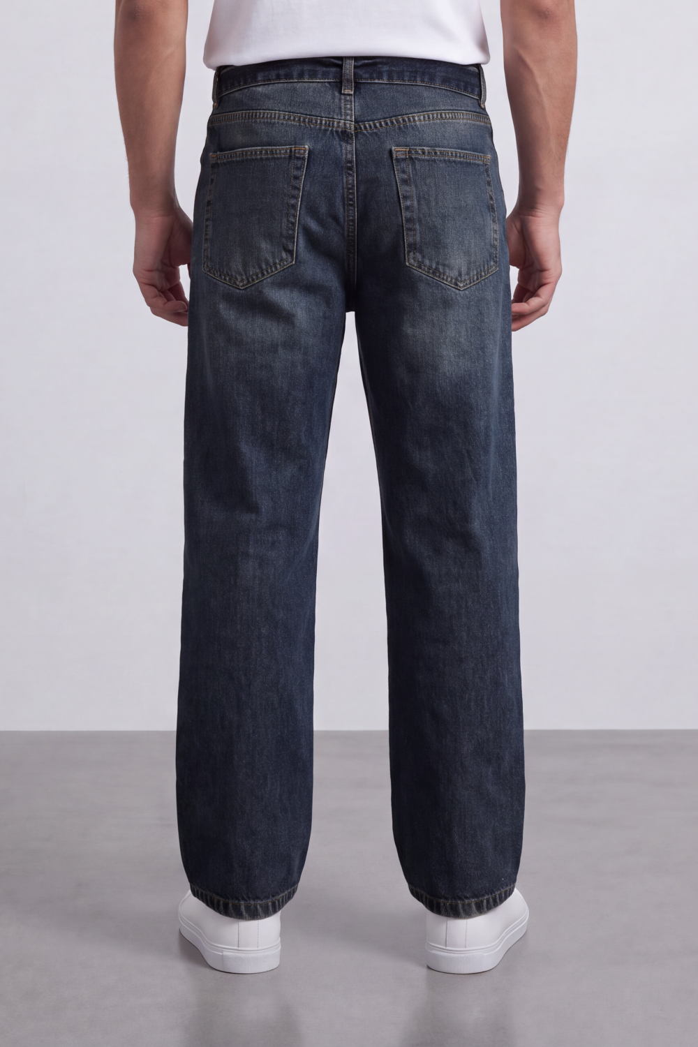 Men's Tomato Store Washed Denim Jeans Self-Tie Belt Detail Classic Pagy Used Pants
