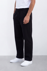 Men's Tomato Store Washed Denim Pants Elastic Waist Contrast Drawstring Detail Wide Leg