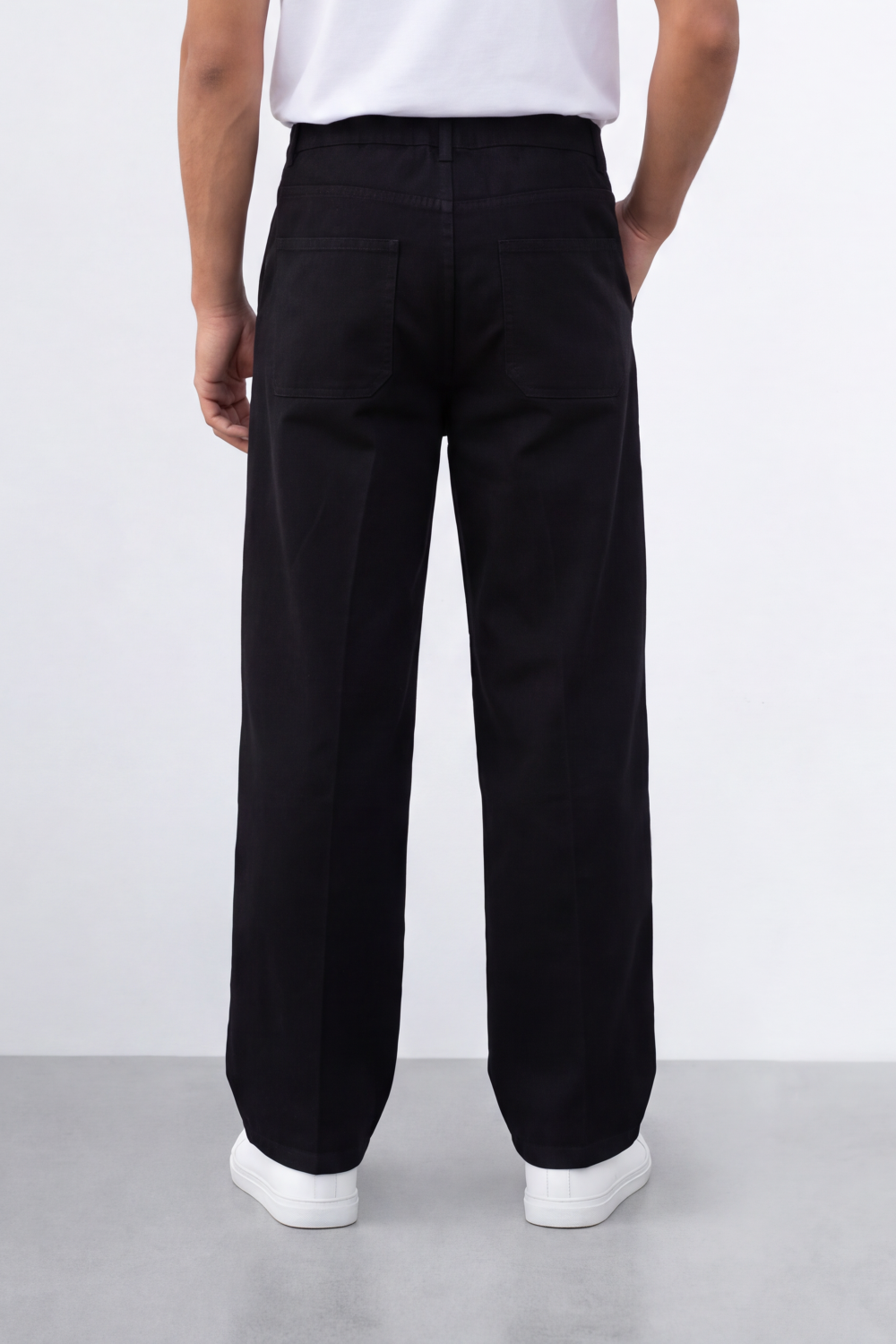 Men's Tomato Store Washed Denim Pants Elastic Waist Contrast Drawstring Detail Wide Leg