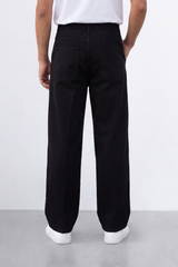 Men's Tomato Store Washed Denim Pants Elastic Waist Contrast Drawstring Detail Wide Leg