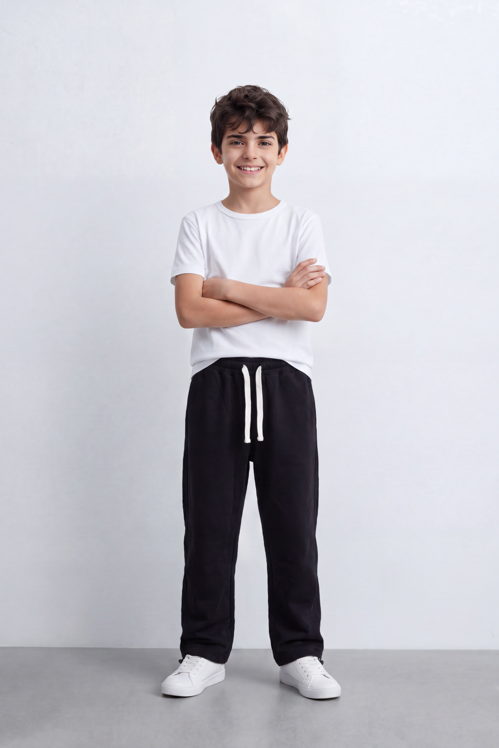 Boy's Tomato Store Soft Interlock Track Pants Contrast Drawstring Detail Elastic Waist Oversize Fit