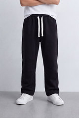 Boy's Tomato Store Soft Interlock Track Pants Contrast Drawstring Detail Elastic Waist Oversize Fit