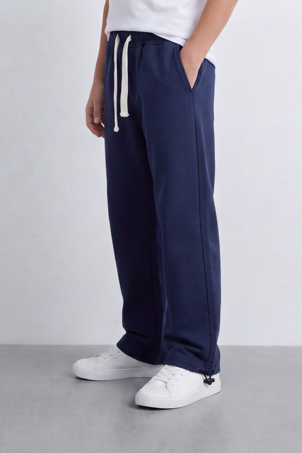 Boy's Tomato Store Soft Interlock Track Pants Contrast Drawstring Detail Elastic Waist Oversize Fit