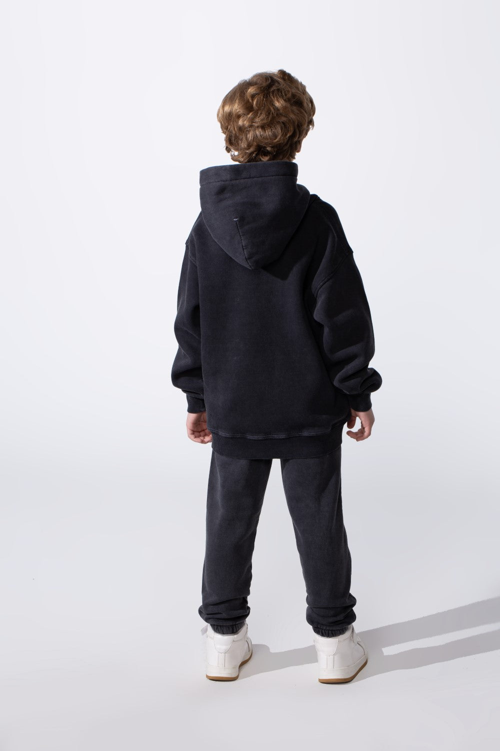 Boy's Two-Piece Tracksuit Long Sleeve With Washed Pattern Kangaroo Front Pockets Slim Fit Melton Comfortable Hooded Casual Outfit