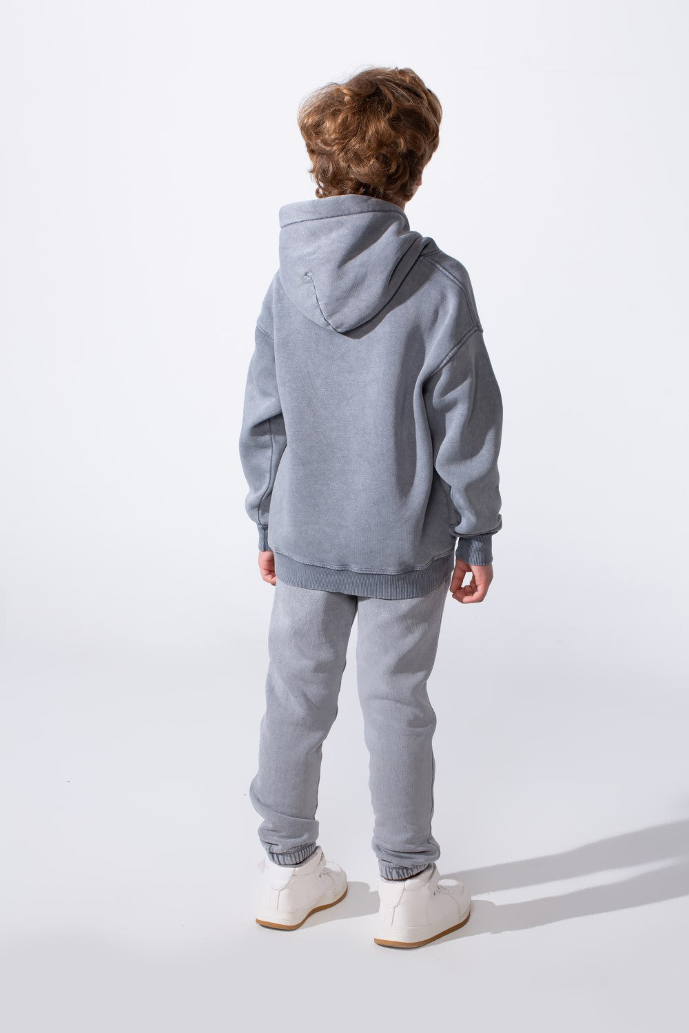 Boy's Two-Piece Tracksuit Long Sleeve With Washed Pattern Kangaroo Front Pockets Slim Fit Melton Comfortable Hooded Casual Outfit