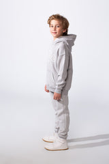 Boy's Two-Piece Tracksuit Long Sleeve With Washed Pattern Kangaroo Front Pockets Slim Fit Melton Comfortable Hooded Casual Outfit