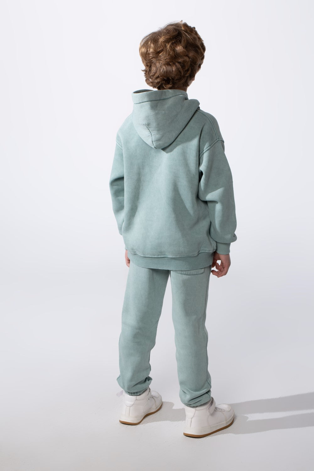 Boy's Two-Piece Tracksuit Long Sleeve With Washed Pattern Kangaroo Front Pockets Slim Fit Melton Comfortable Hooded Casual Outfit