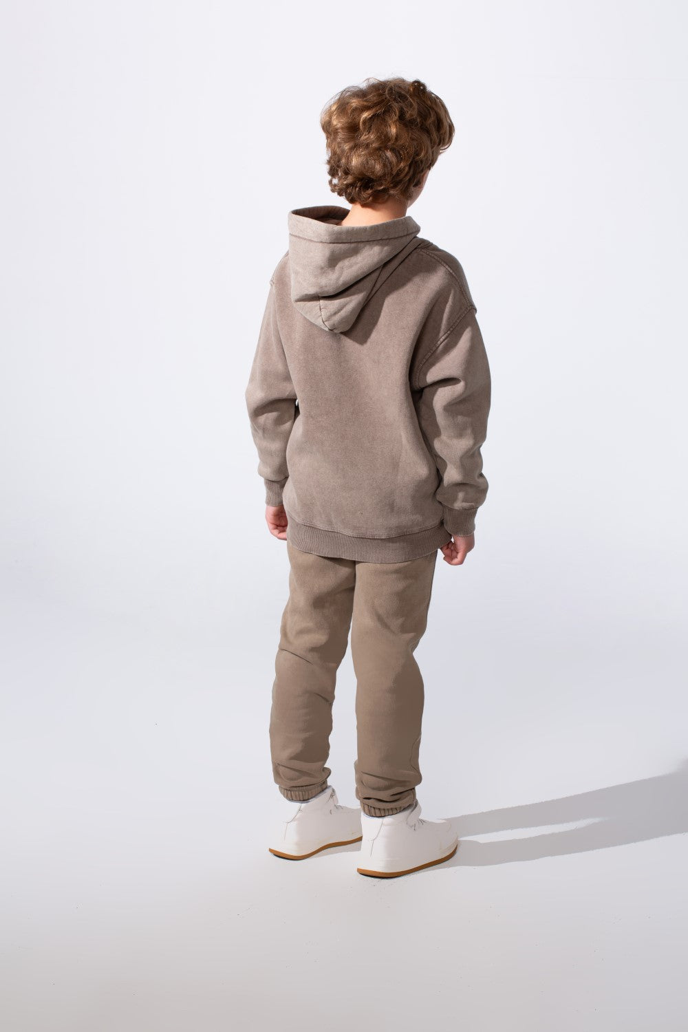 Boy's Two-Piece Tracksuit Long Sleeve With Washed Pattern Kangaroo Front Pockets Slim Fit Melton Comfortable Hooded Casual Outfit