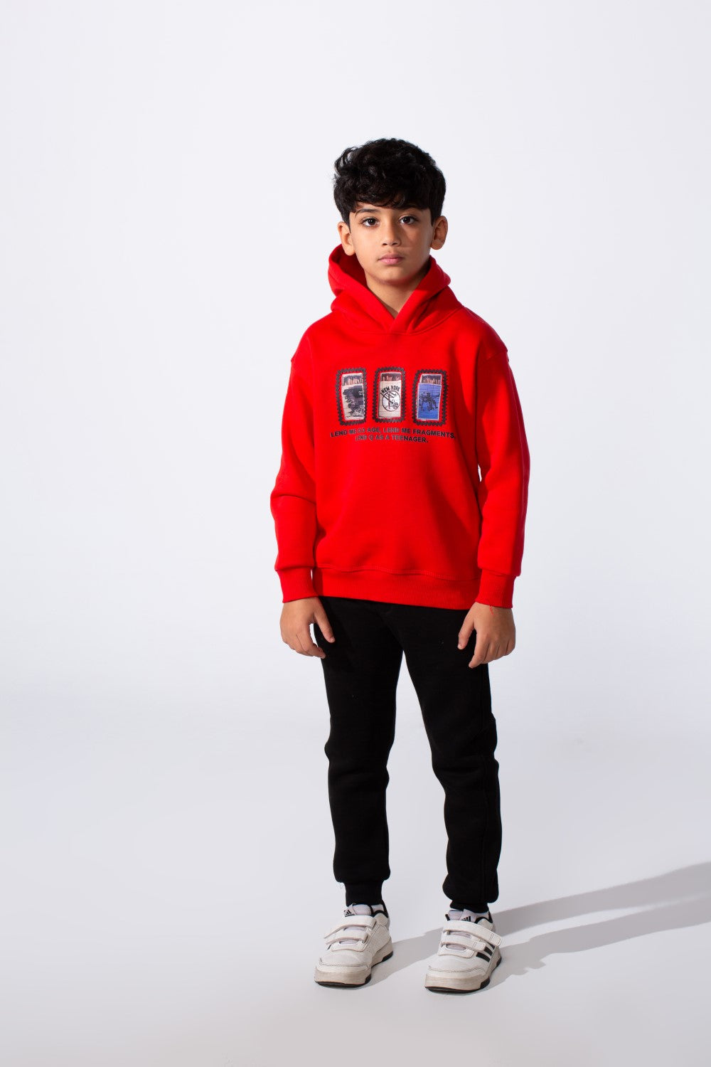 Boy's Slim Fit Front Printed Long Sleeve Two-Pieces Casual Wear Comfortable Outfit Set