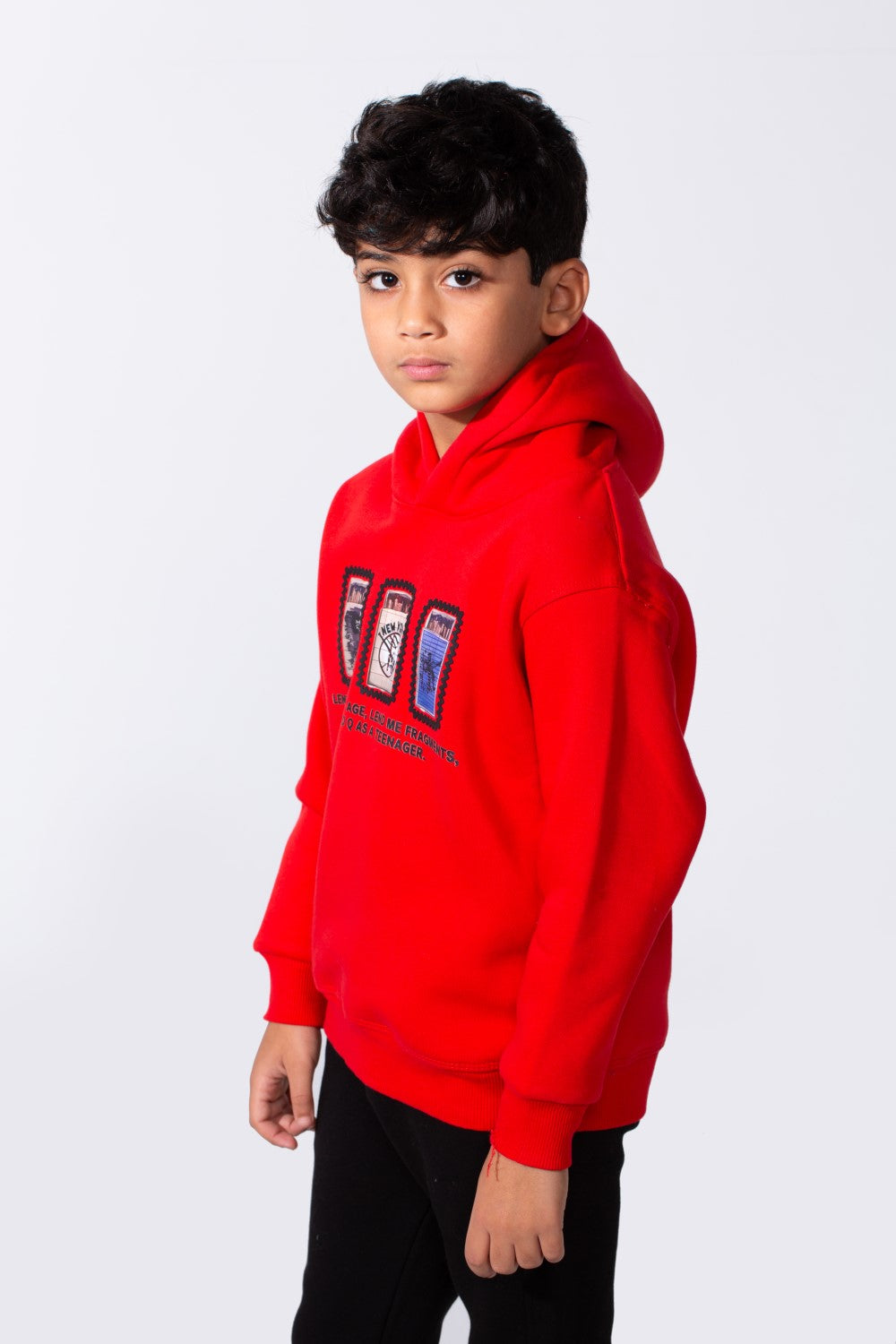 Boy's Slim Fit Front Printed Long Sleeve Two-Pieces Casual Wear Comfortable Outfit Set