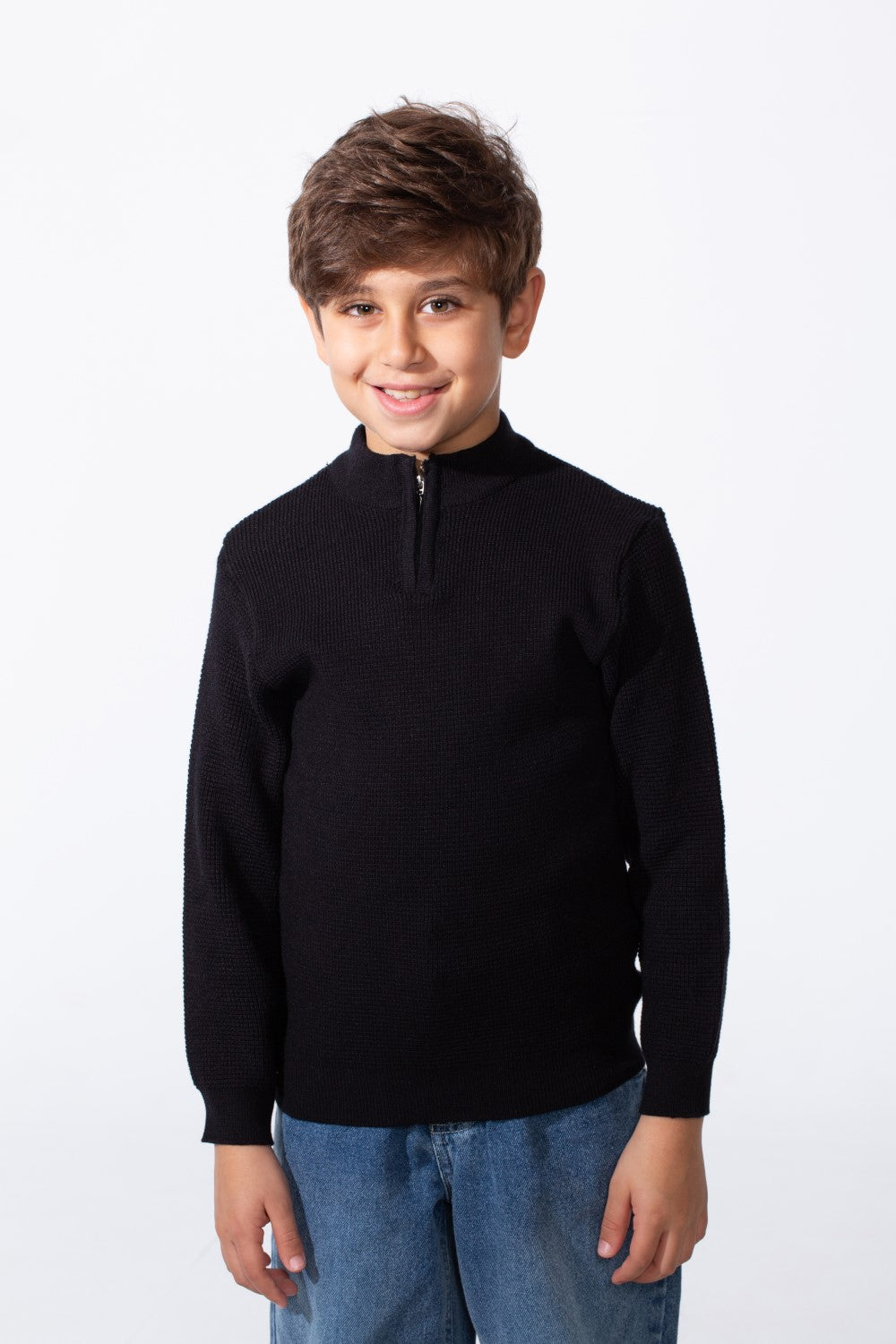 Boy's Long Sleeves Half Zip Slim Fit Casual Pullover